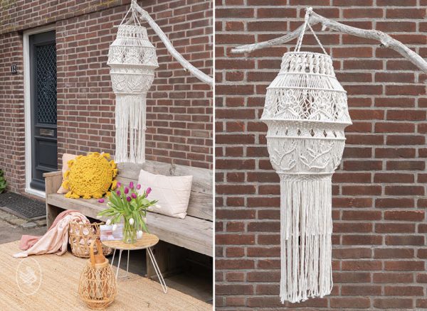 Macrame pakket voor lamprame lamp, ontwerp van coloursoflife.nl in samenwerking met Durable