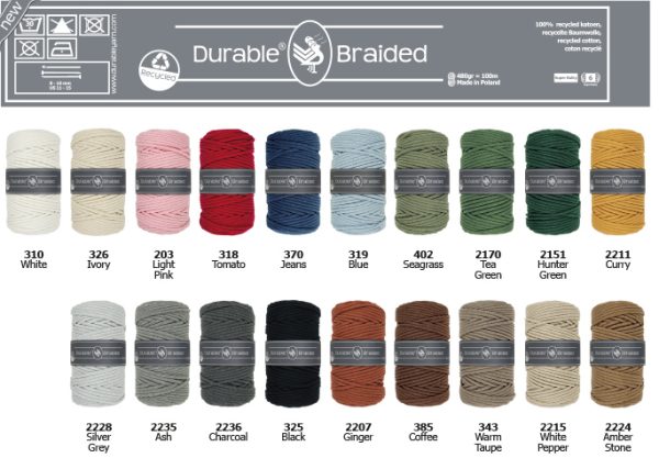 durable macrame garen. gerecycled katoen