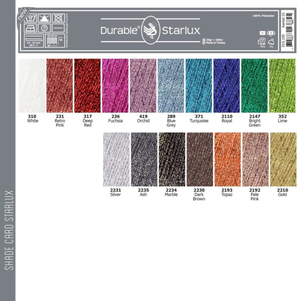 Durable Starlux, garen voor een glamour look en geschikt om te combineren met andere garens.