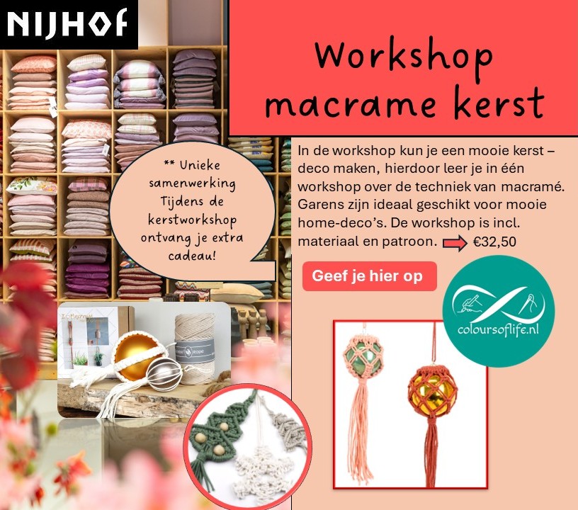 workshop macrame kerst 22 nov en 11 dec